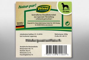 Produkt-Etiketten Vetena Snacks